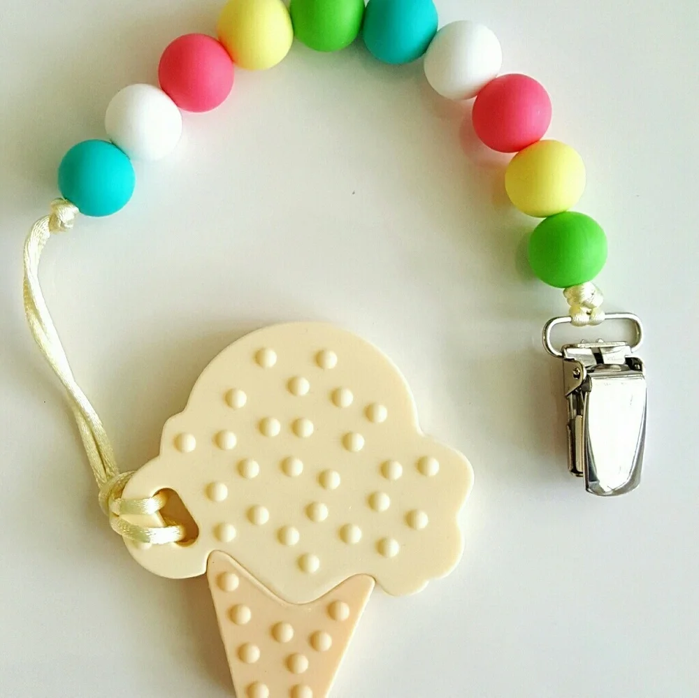 Silicone Teething Pacifier Clip Ice Cream